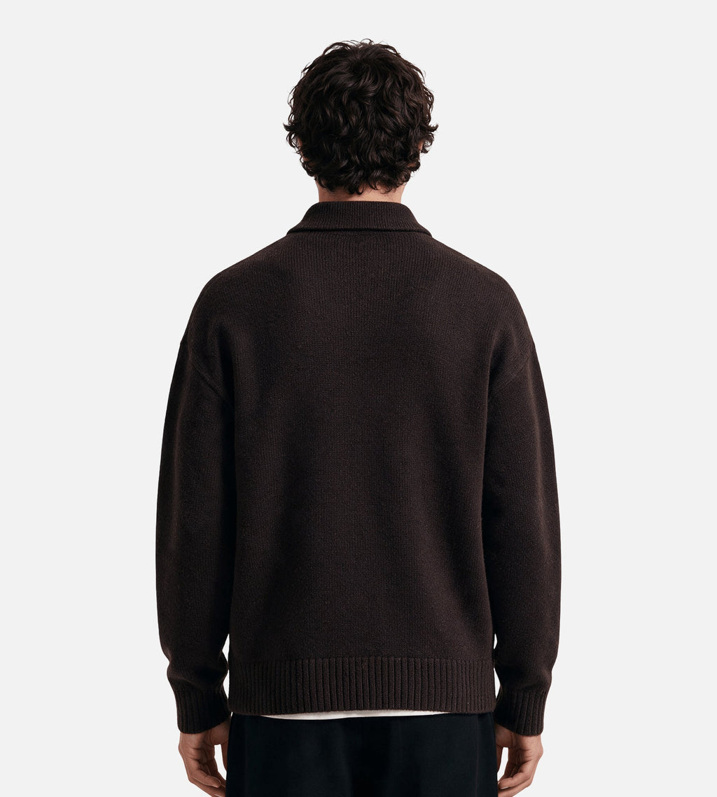 OLAF Oversized Knitted Polo Chocolateplum