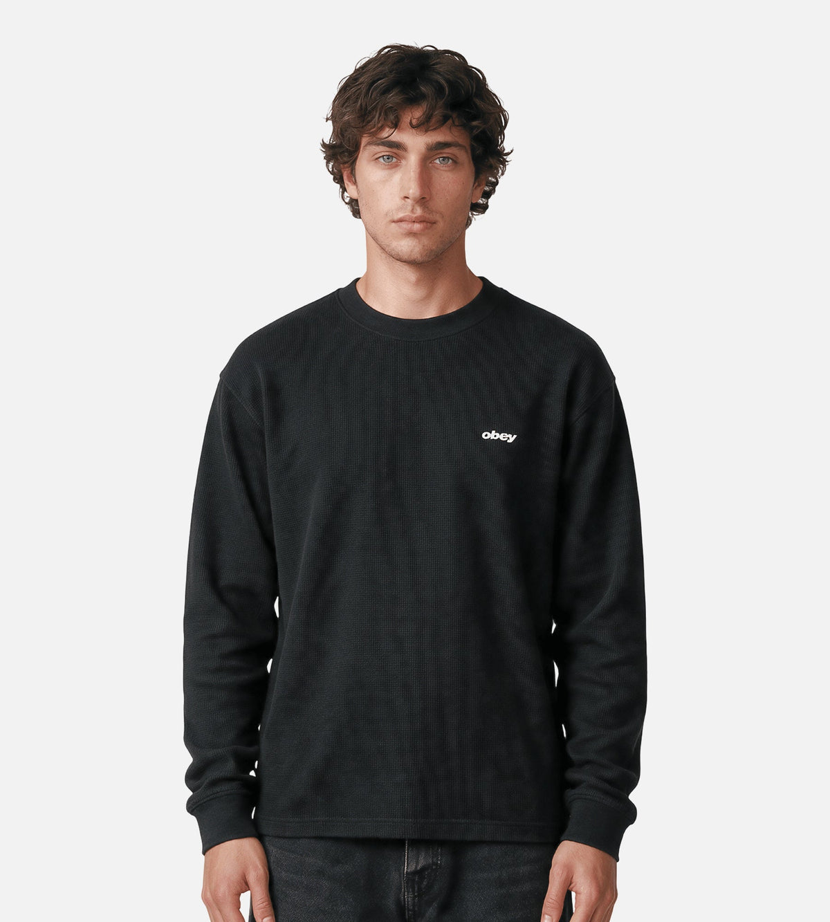 Obey League Thermal Longsleeve Dusty Black Limo