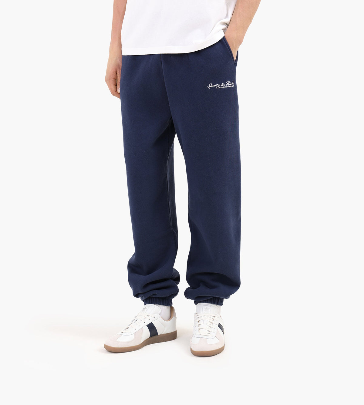 Sporty & Rich Syracuse Embroidered Sweatpant Dark Navy White
