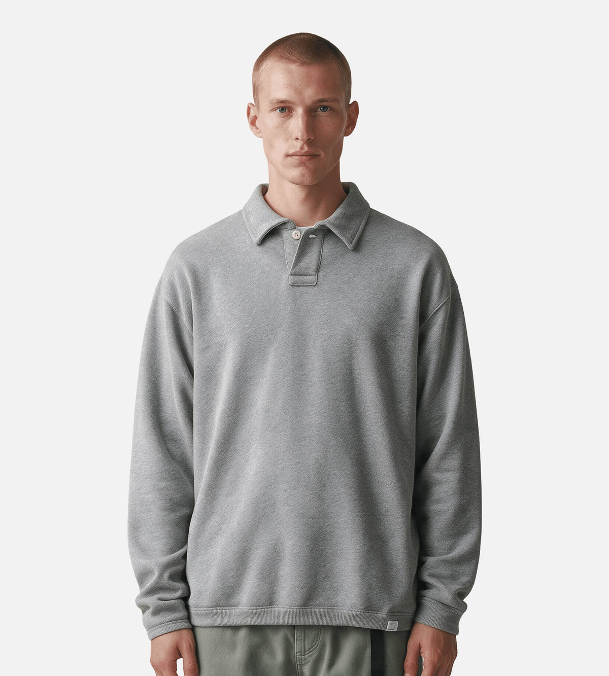 Norse Projects Hjartdal Brushed Diagonal Cotton Fleece Polo Grey Melange