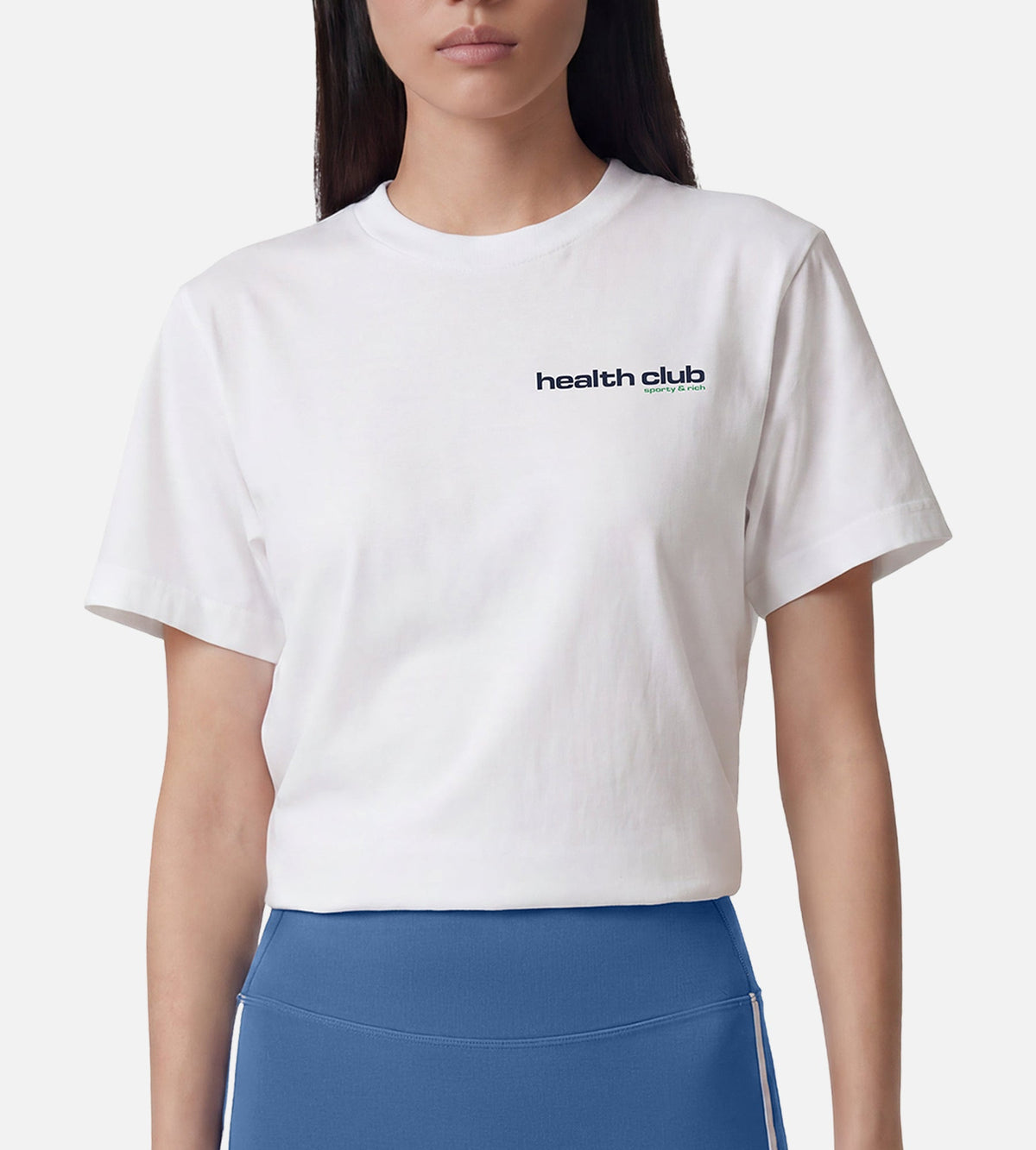 Sporty & Rich Bold Health T-Shirt White Navy Kelly