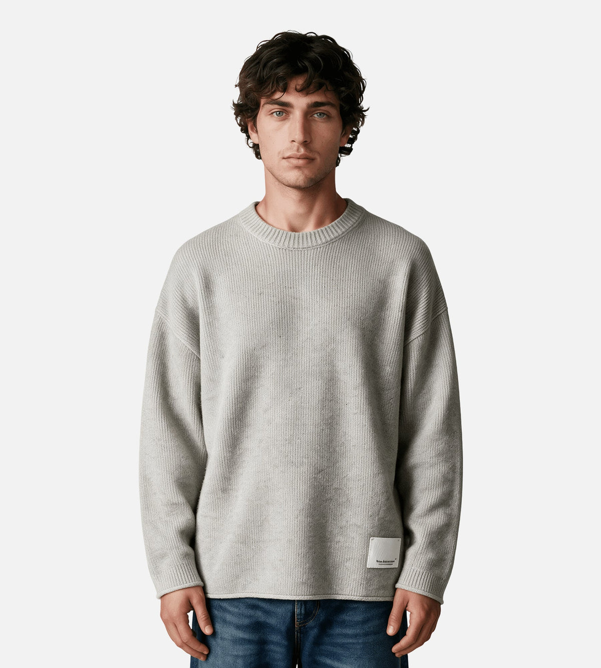 New Amsterdam Surf Association Knitted Stamp Crewneck Grey Melange