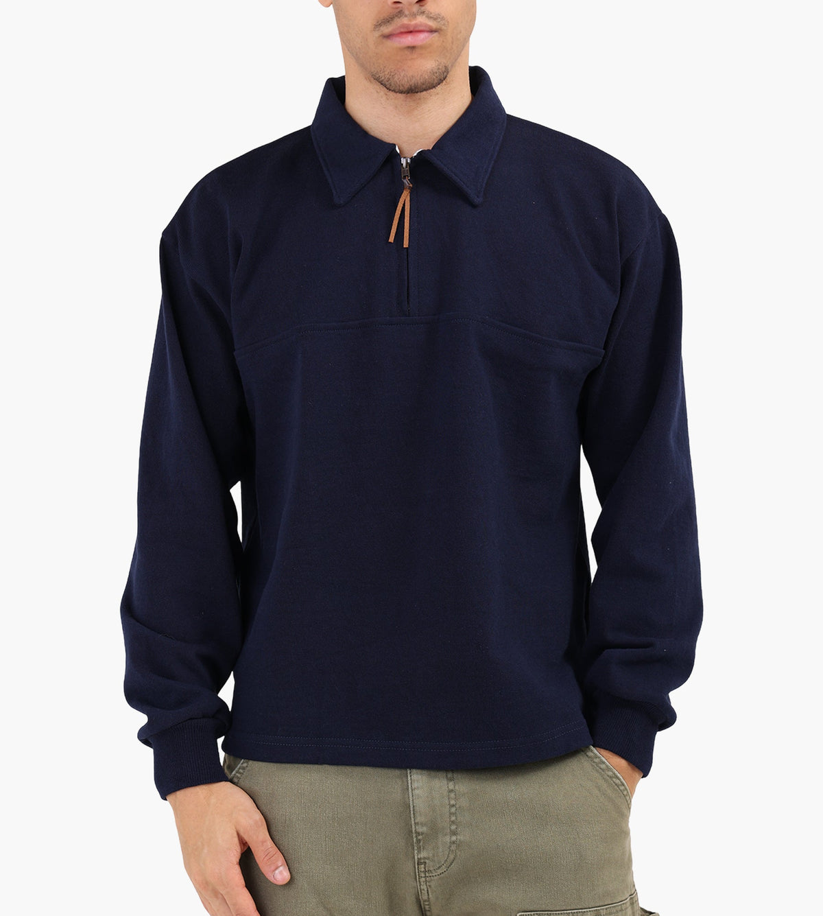 Café-Mountain Quarter Zip Heavy Sweat Navy