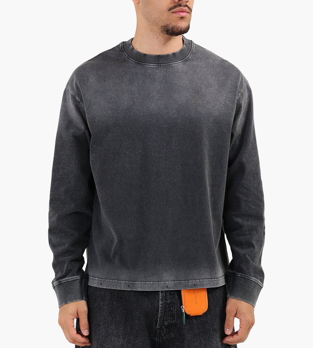 Bram's Fruit Distressed Script Logo Longsleeve Shadow Black