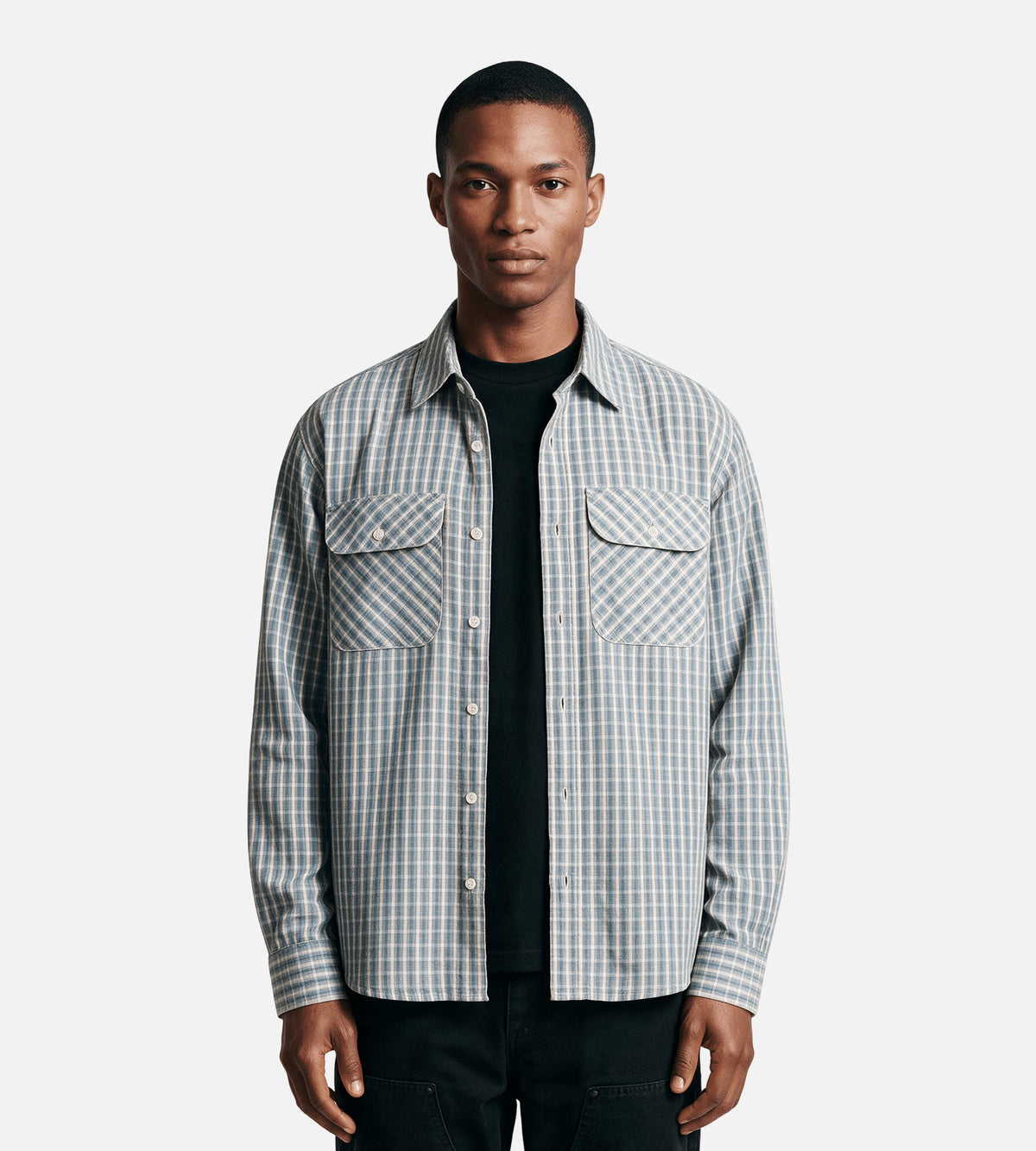 Corridor Americana Check Long Sleeve Shirt Blue