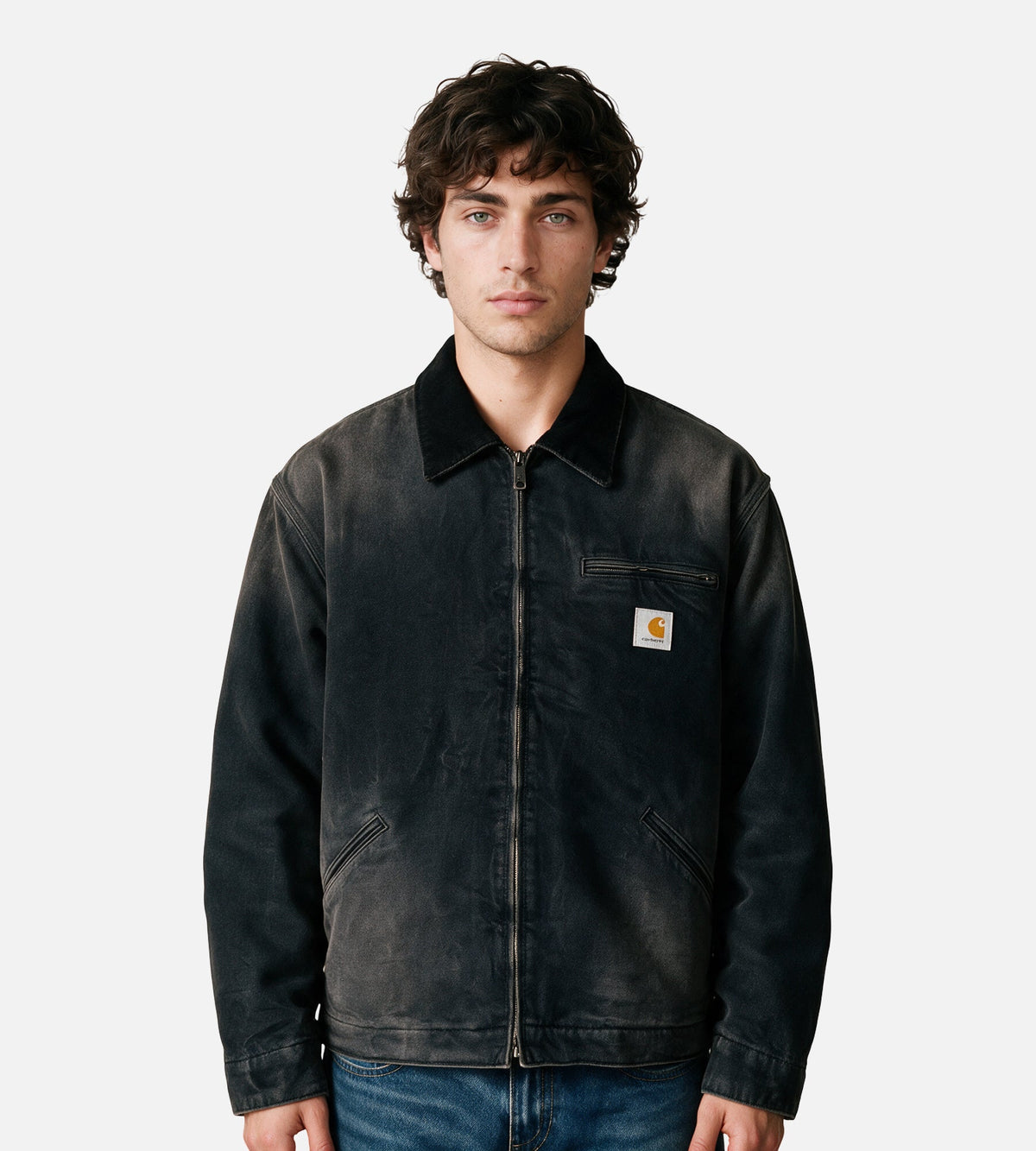 Carhartt WIP OG Detroit Jacket Black Black Tobacco Used Wash