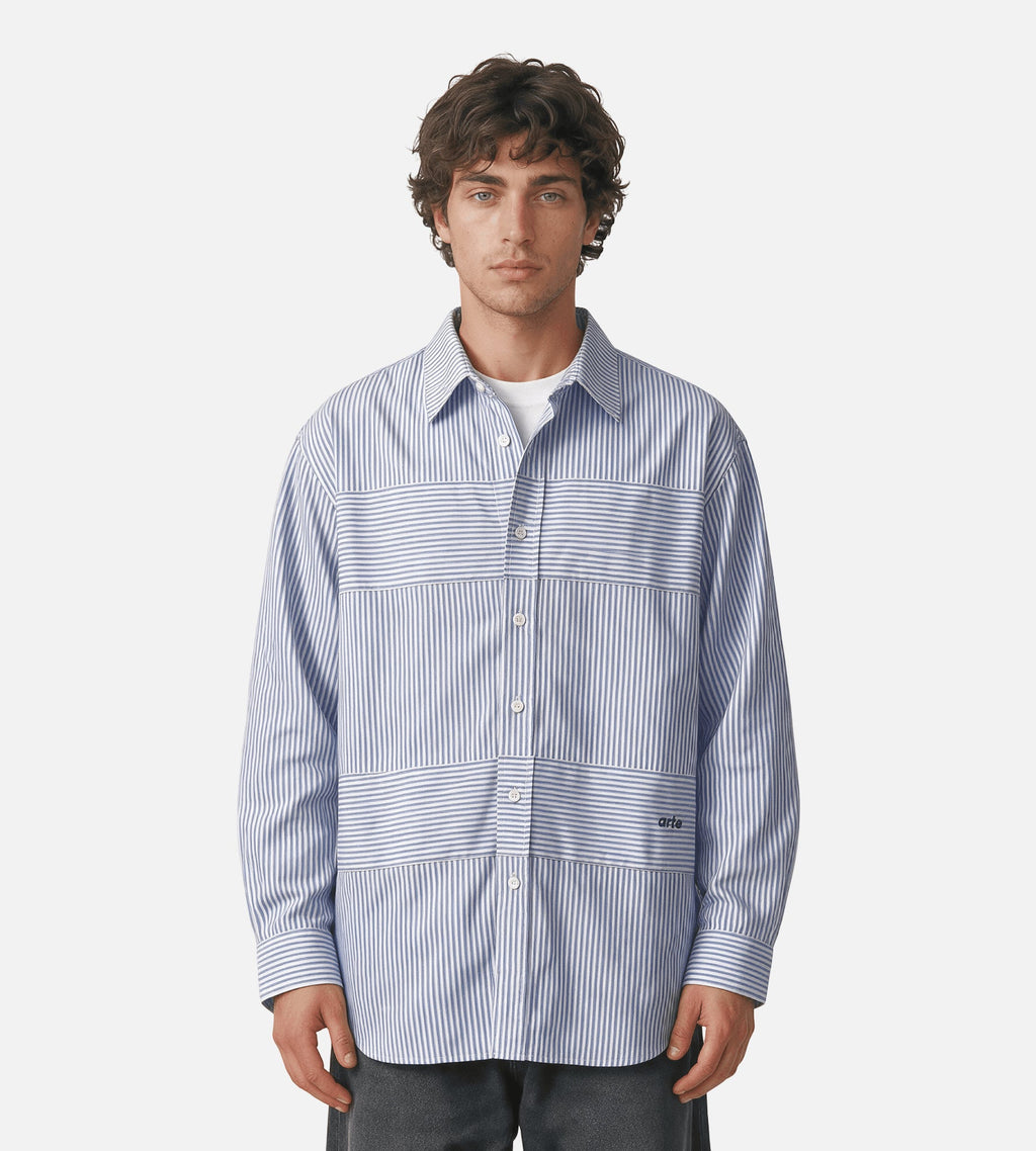 Arte Antwerp Striped Gallery Shirt Blue