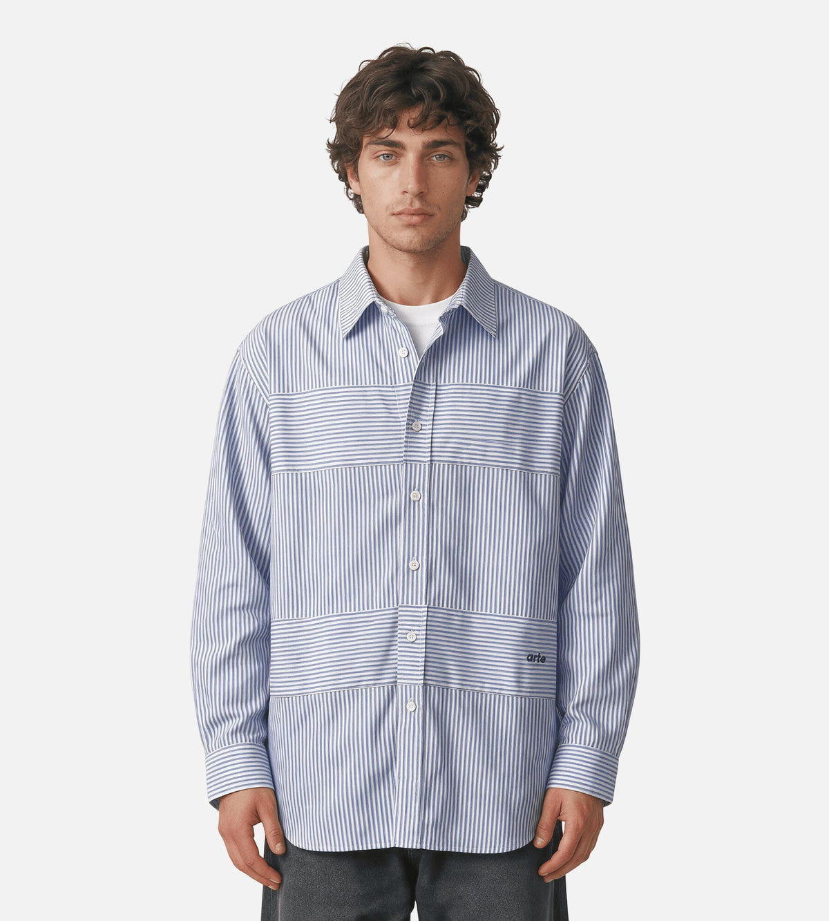 Arte Antwerp Striped Gallery Shirt Blue