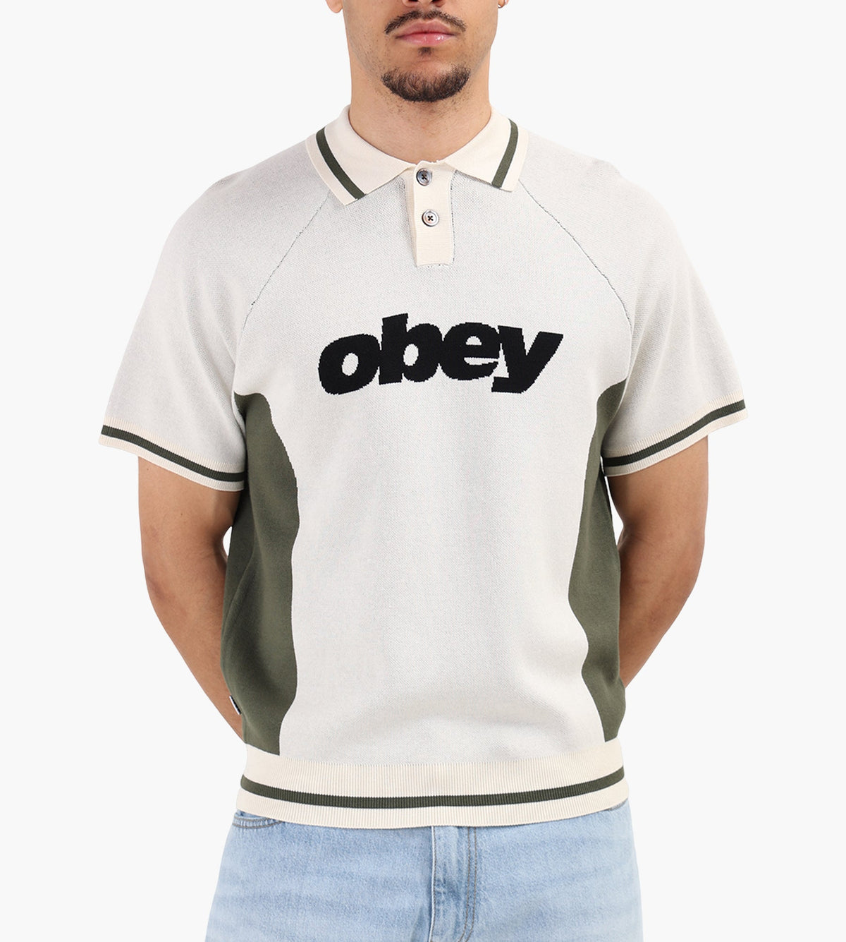 Obey Sport Polo Sweater Unbleached Multi