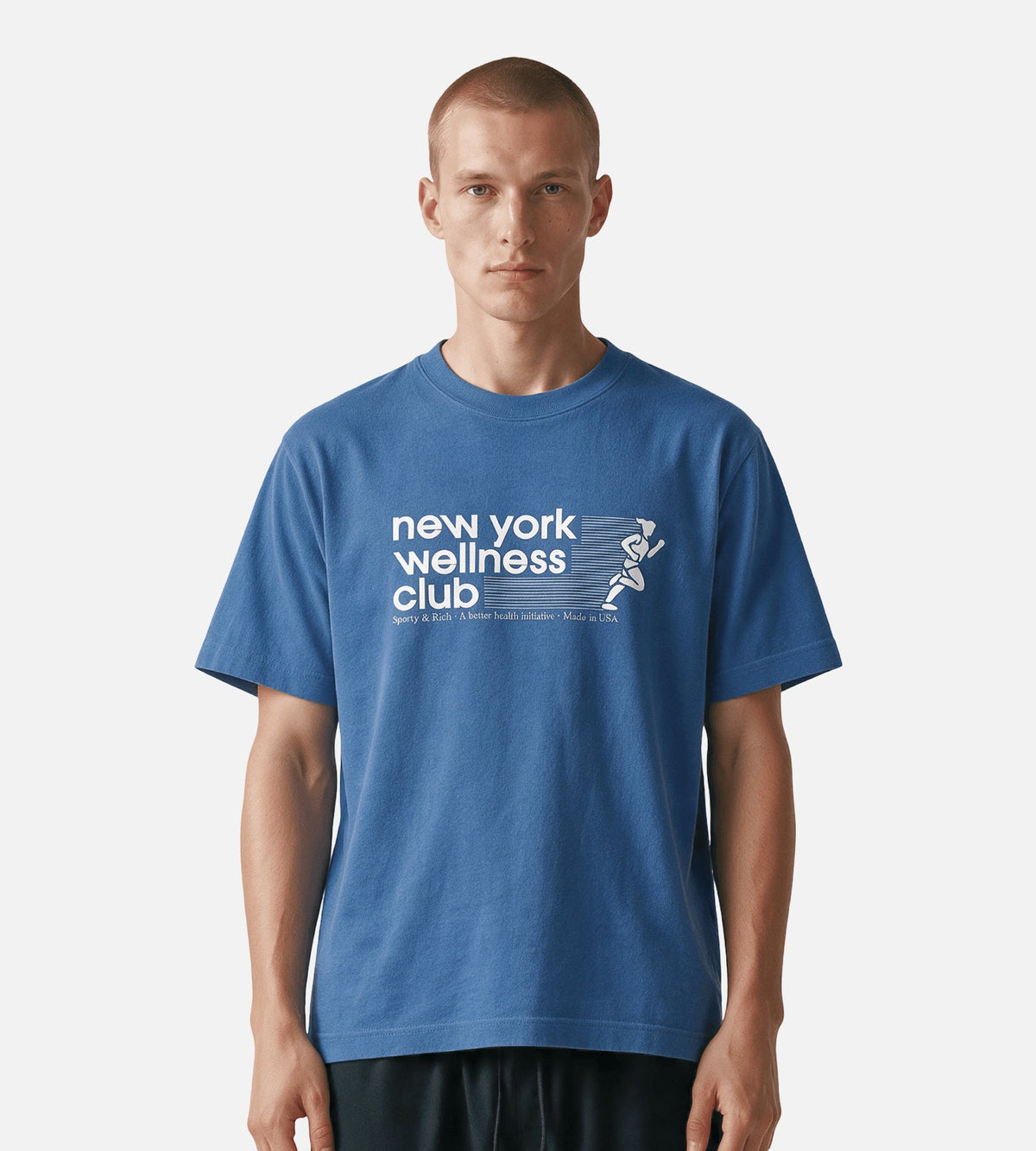 Sporty & Rich USA Wellness Club T-Shirt Dusty Blue White