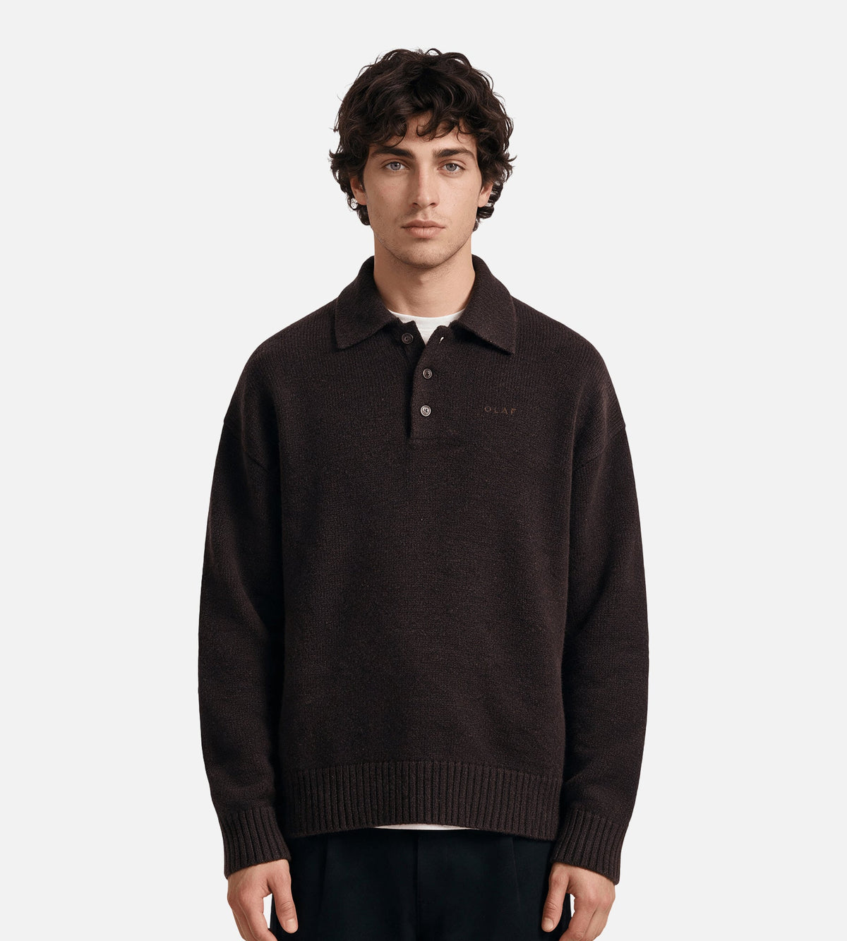 OLAF Oversized Knitted Polo Chocolateplum