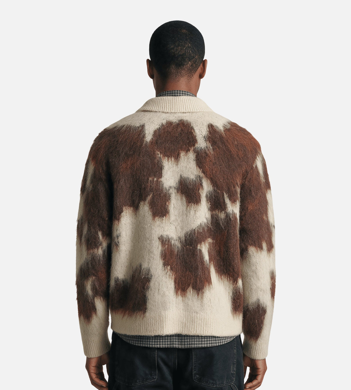 Obey Cow Pattern Zip Sweater Cow Multi