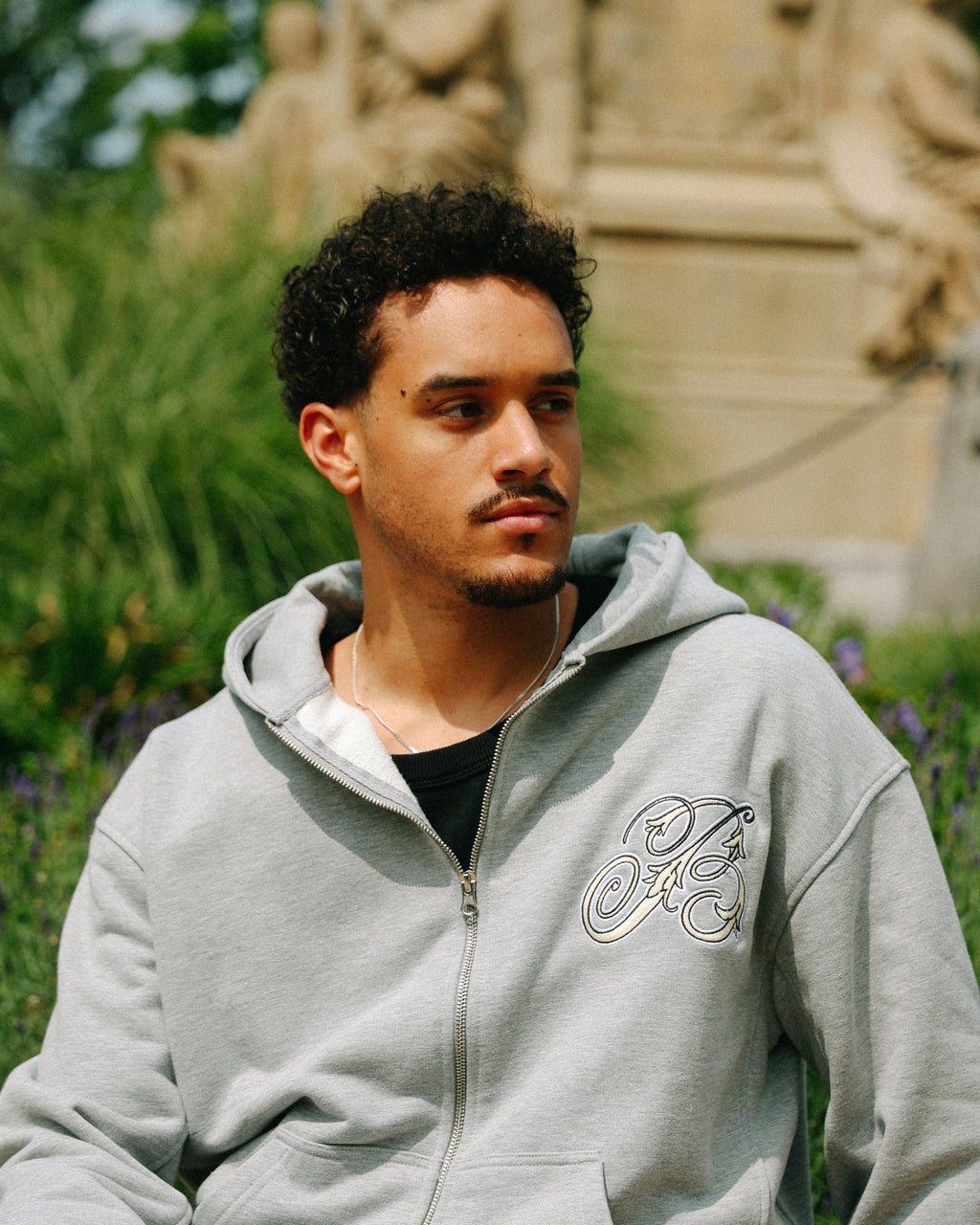 Baskèts Botanical Zip Hoodie Ash Grey