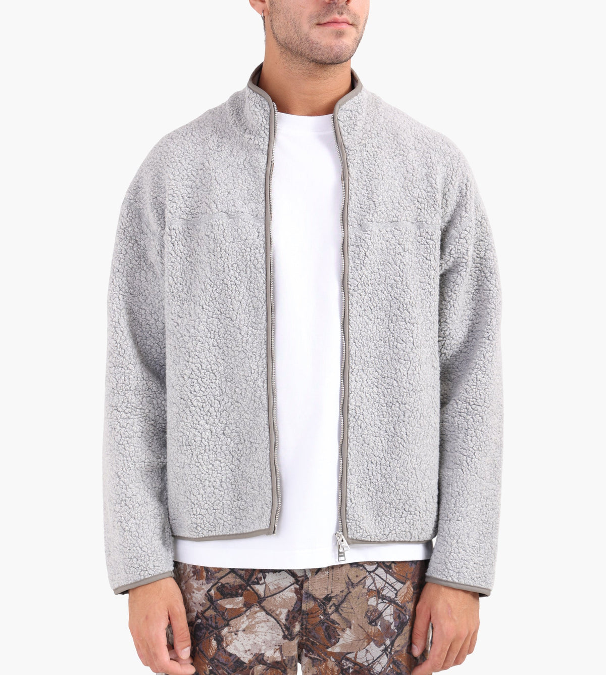 Norse Projects Bjorn Sherpa Wool Fleece Jacket Grey Melange