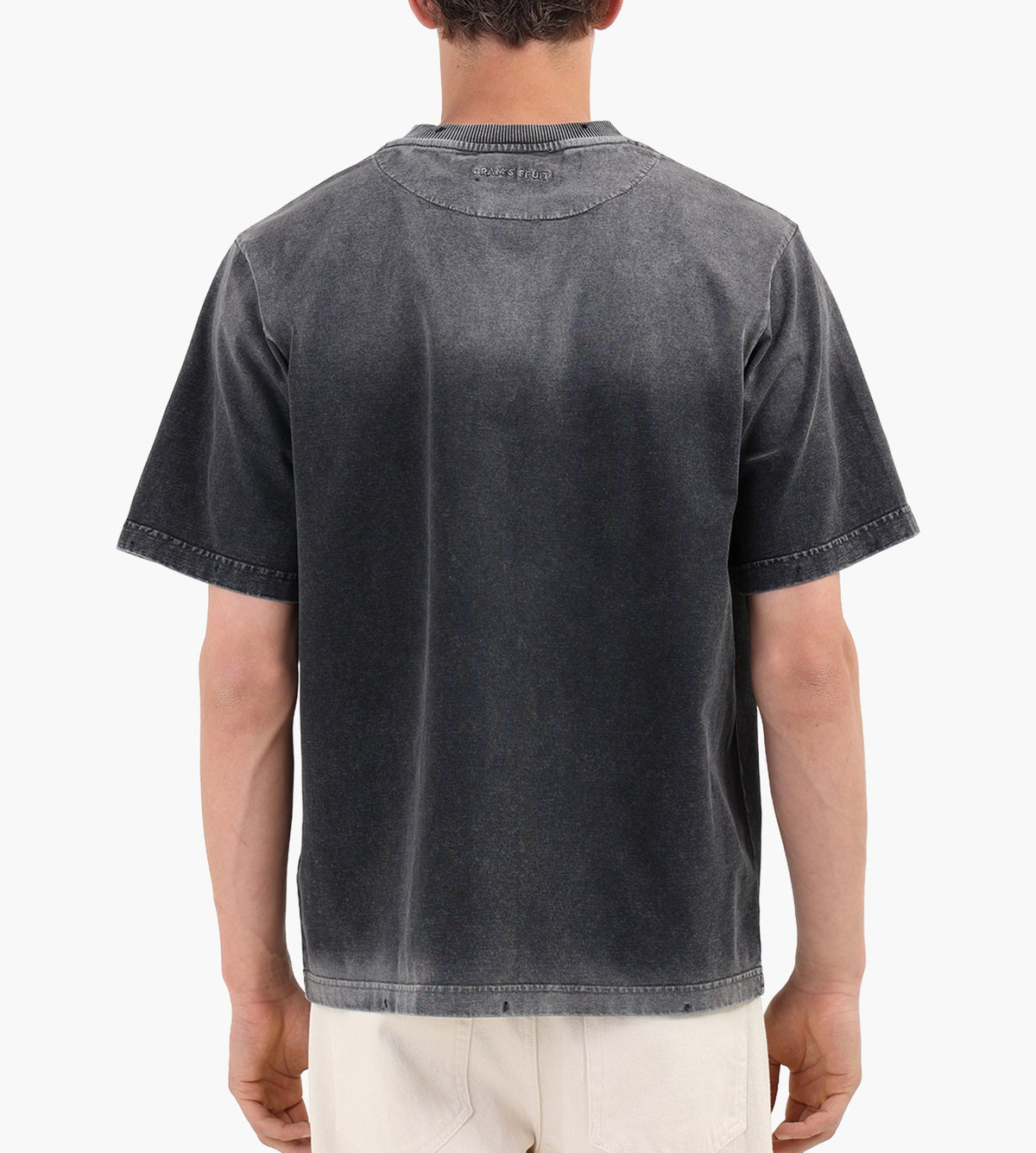 Bram's Fruit Distressed Script Logo T-shirt Shadow Black