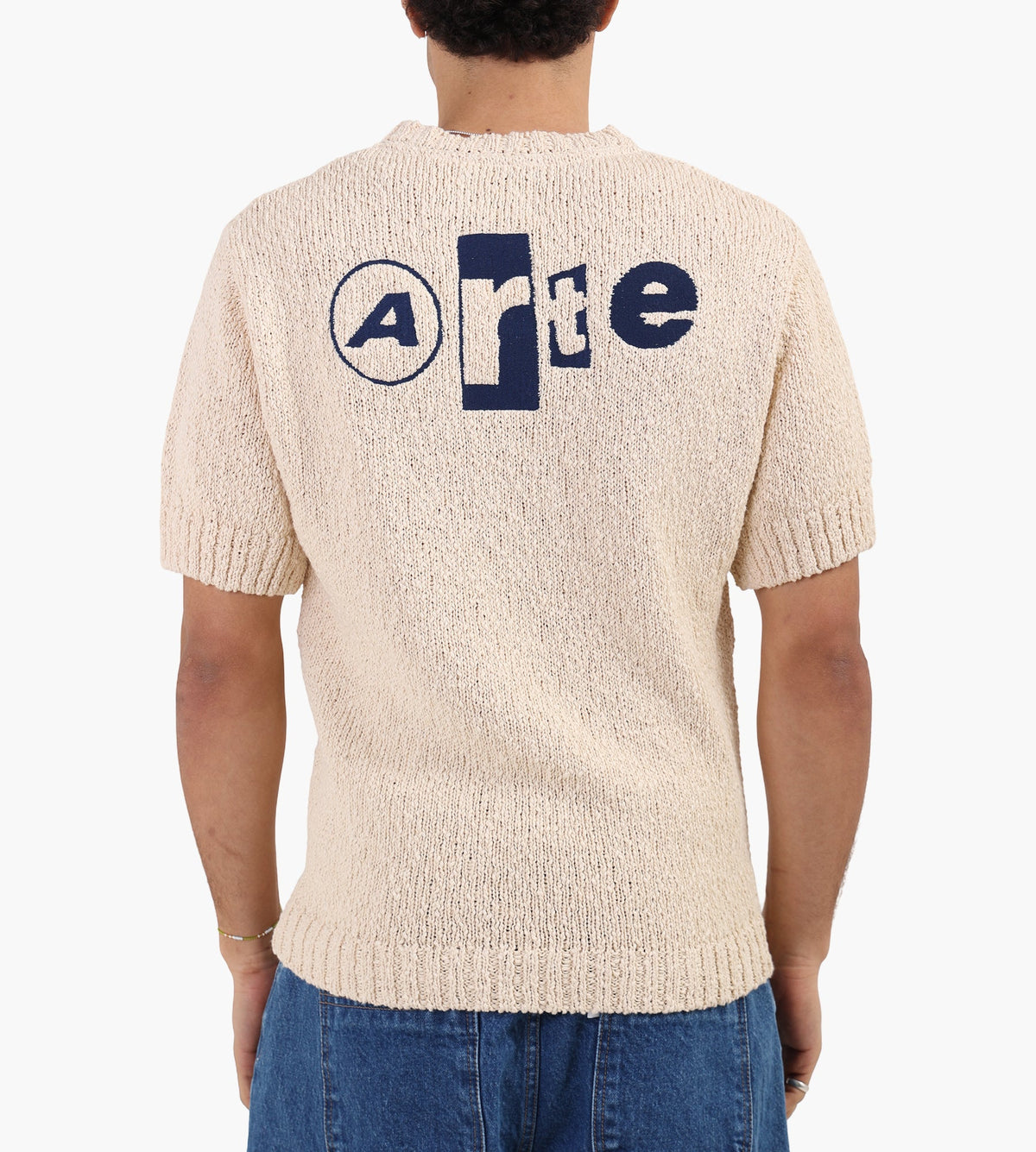 Arte Antwerp Back Graphic Knit T-shirt Cream