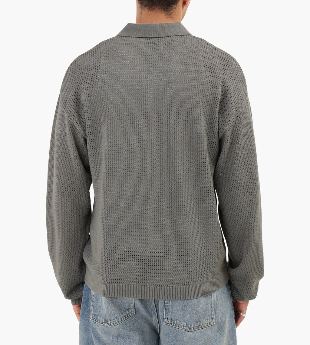 about:blank Resort Long Sleeve Knit Polo Cotton Sage