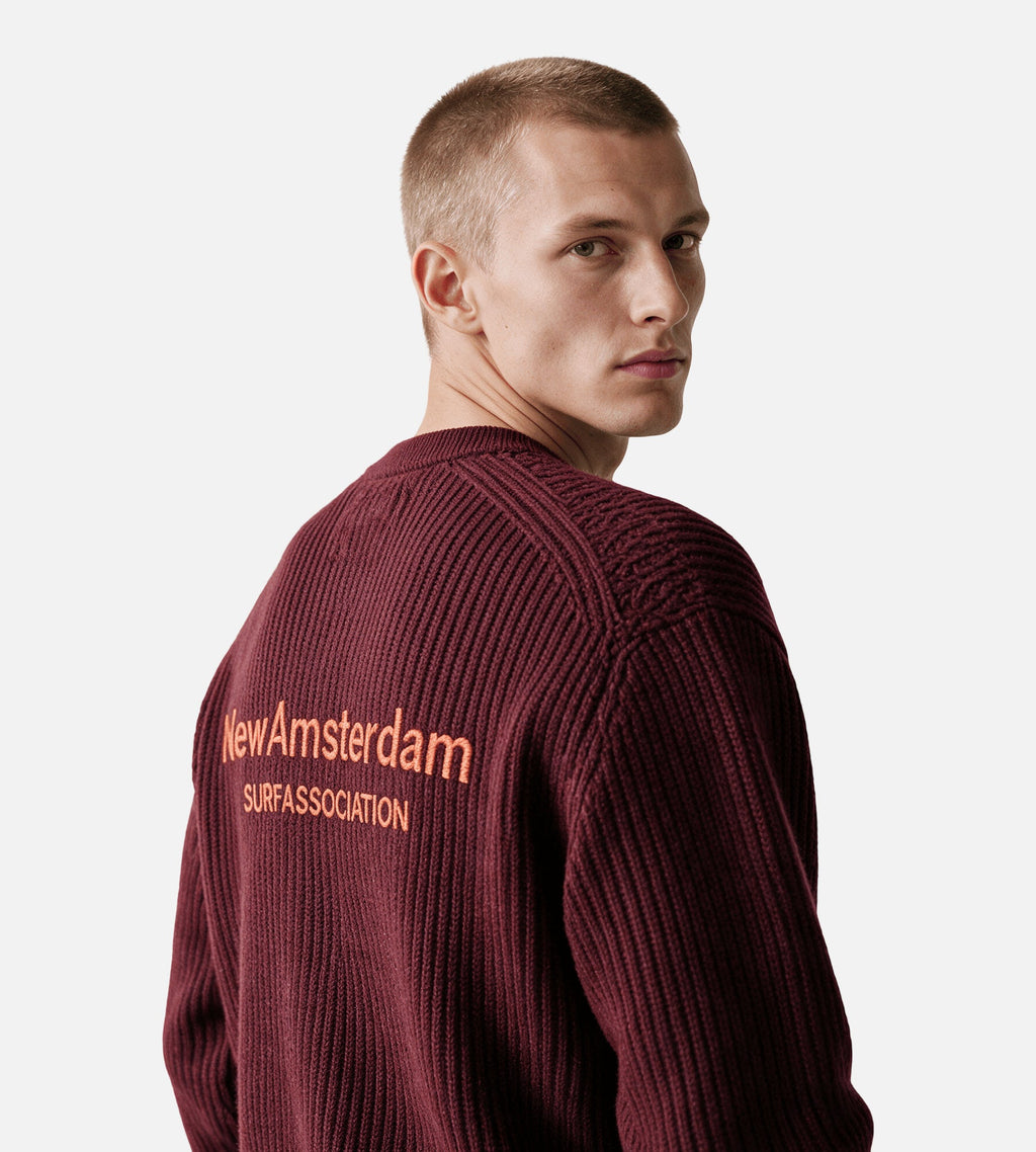 New Amsterdam Surf Association Knitted Crewneck Burgendy