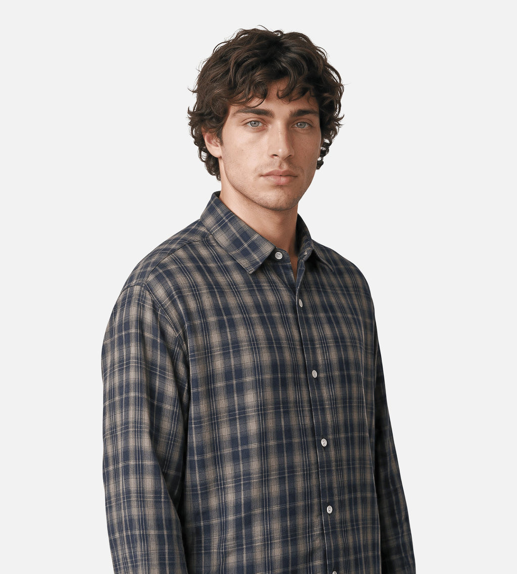 New Amsterdam Surf Association Beach Shirt Check Night Grey Check