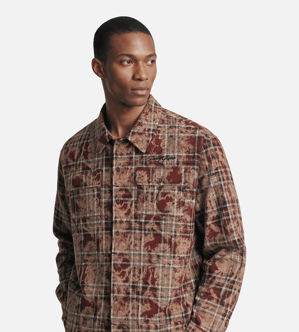 Daily Paper Washed Check Long Sleeve Shirt Madder Brown