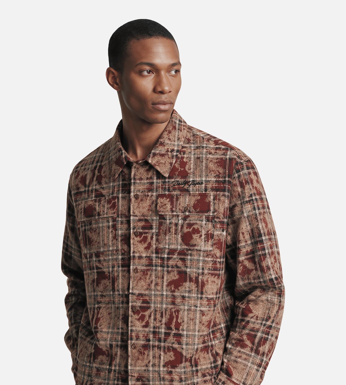 Daily Paper Washed Check Long Sleeve Shirt Madder Brown