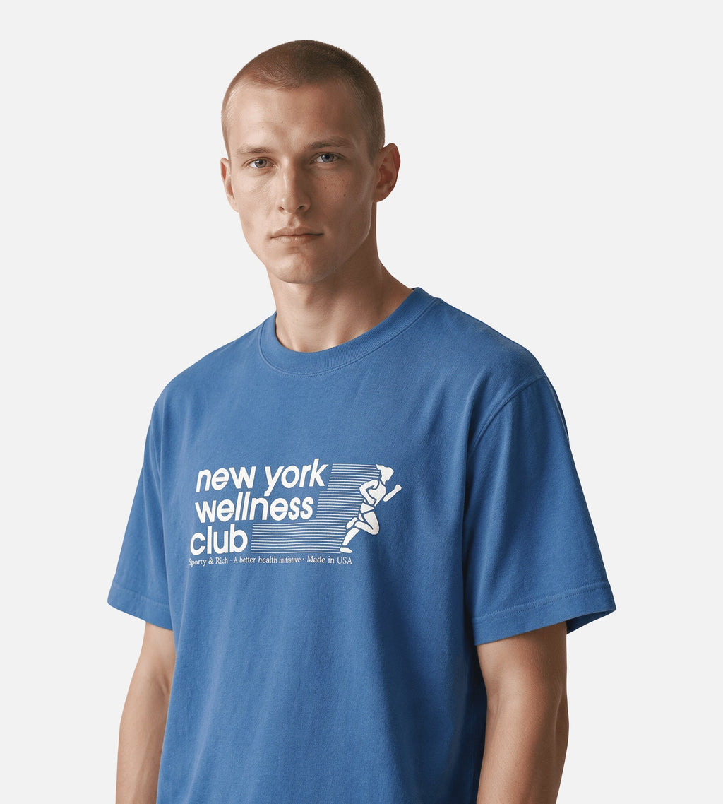 Sporty & Rich USA Wellness Club T-Shirt Dusty Blue White
