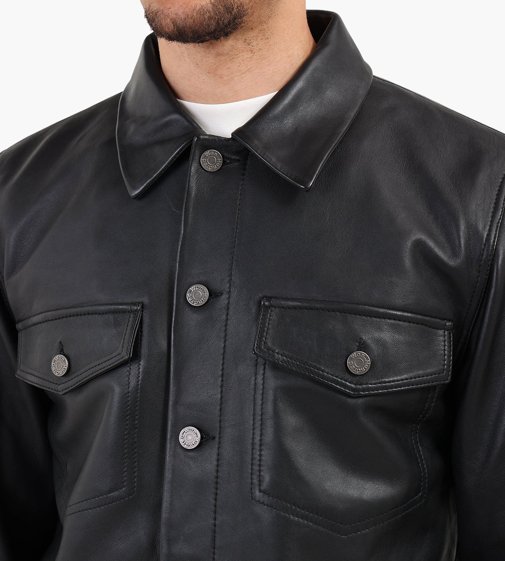 Won Hundred Clayton Leather Shirt Jacket Black