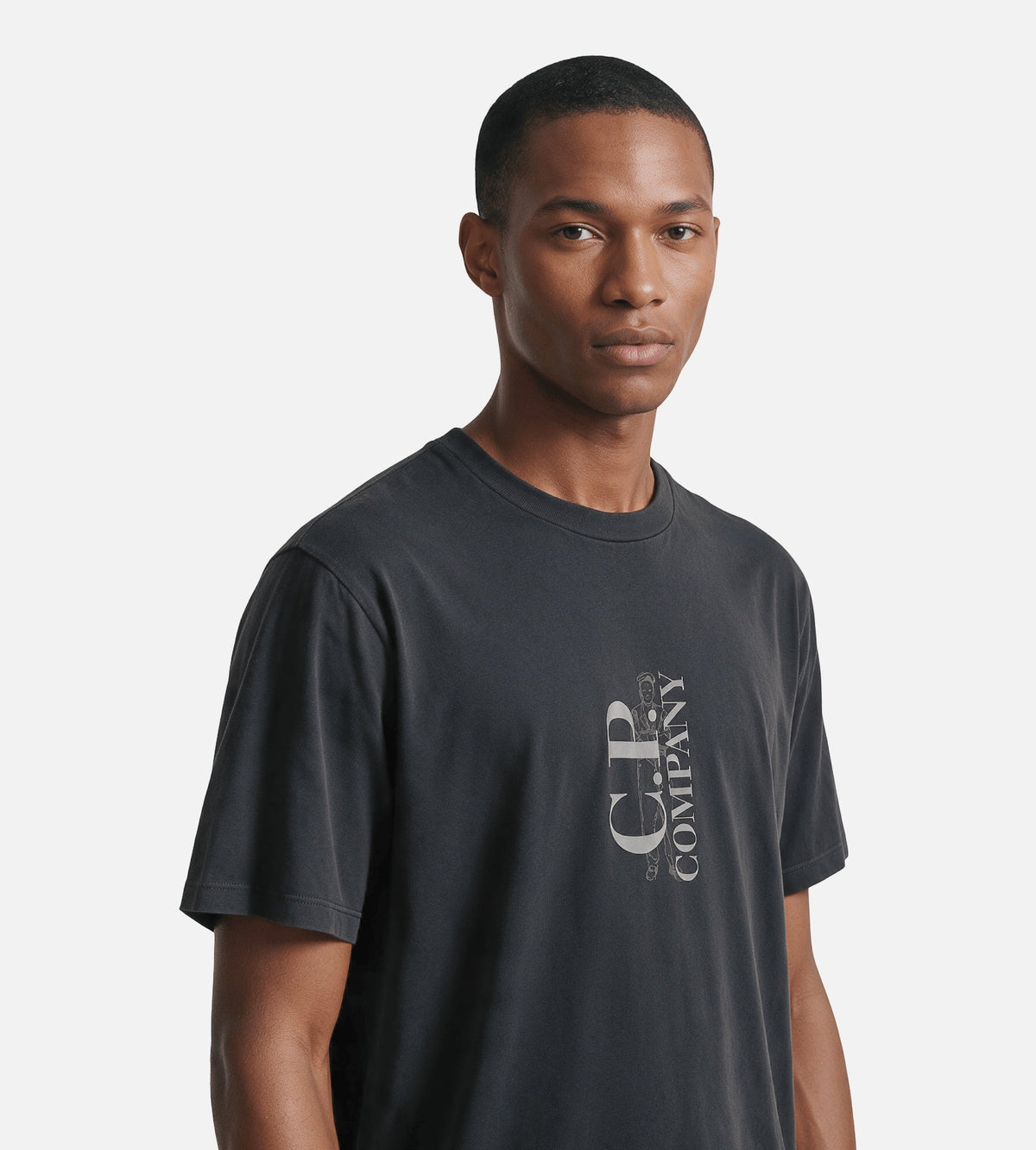 C.P. Company 30/1 Jersey Vertical Logo T-Shirt Raven