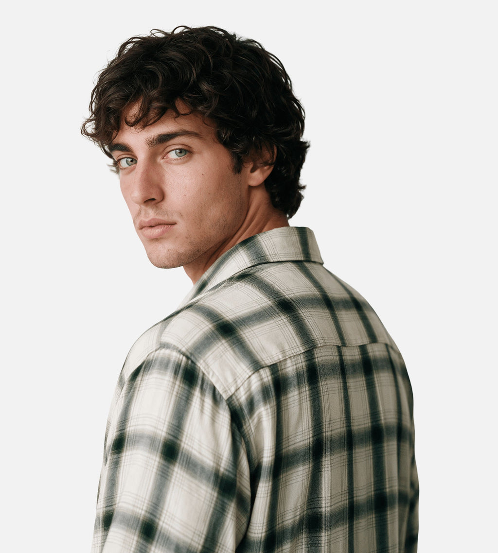 Corridor Shadow Check Long Sleeve Shirt Green