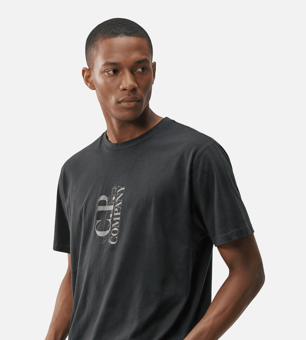 C.P. Company 30/1 Jersey Vertical Logo T-Shirt Raven