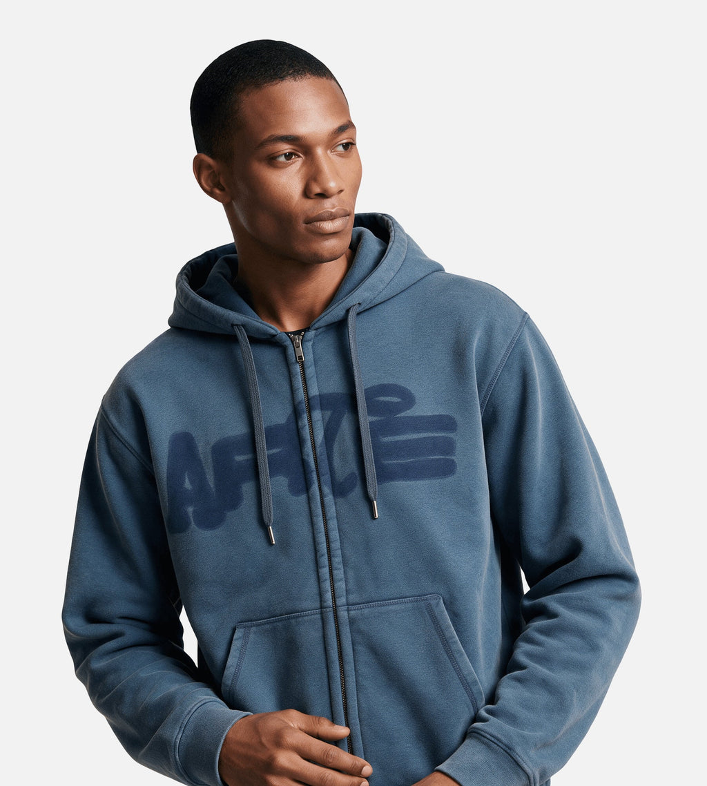 Arte Antwerp Stencil Sunfade Zip Hoodie Navy