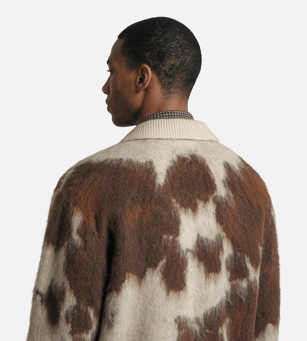 Obey Cow Pattern Zip Sweater Cow Multi