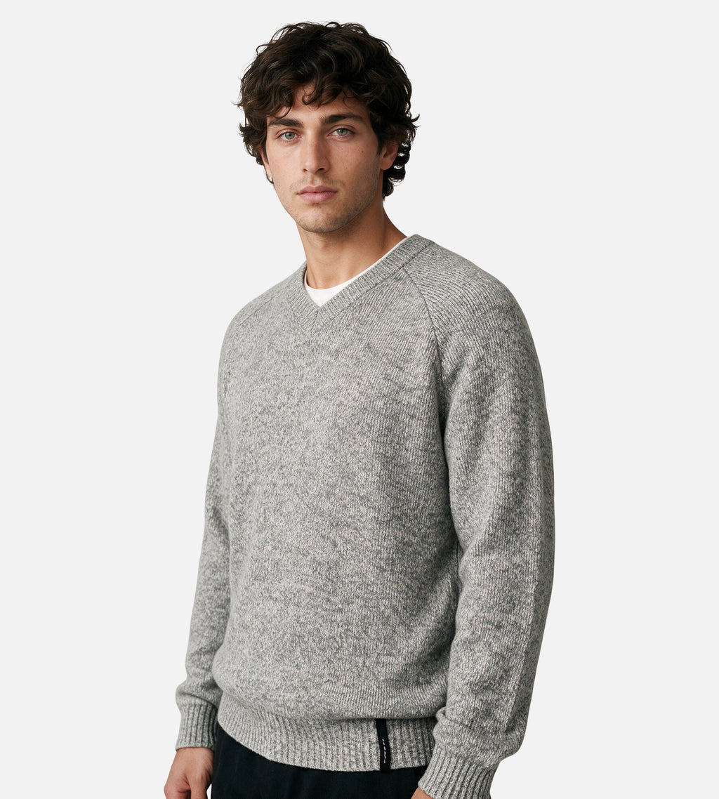 Observe V-Neck Heather Knit Sweater Ash