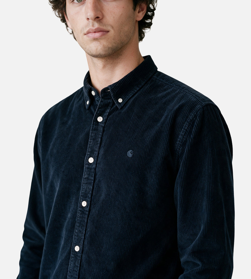 Carhartt WIP Long Sleeve Madison Cord Shirt Dark Navy