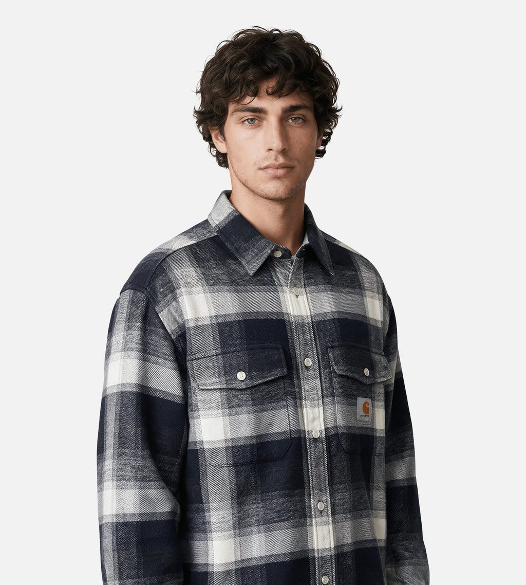 Carhartt WIP Long Sleeve Esterson Shirt Esterson Check Dark Navy