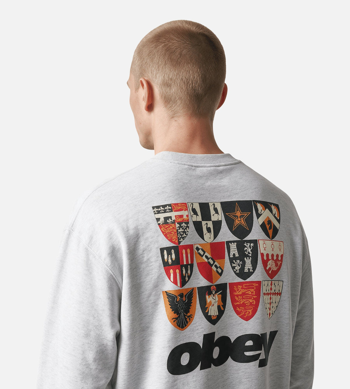 Obey Shields Extra Heavy Crewneck Ash Grey