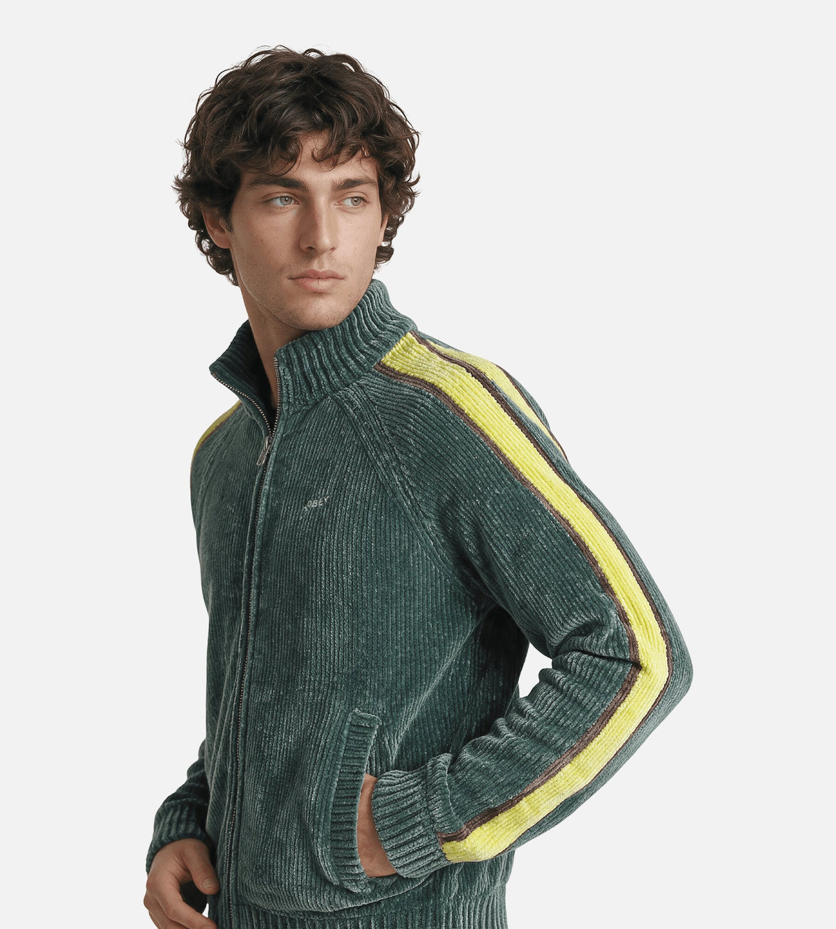 Obey Varen Zip Up Sweater Dark Forest Multi
