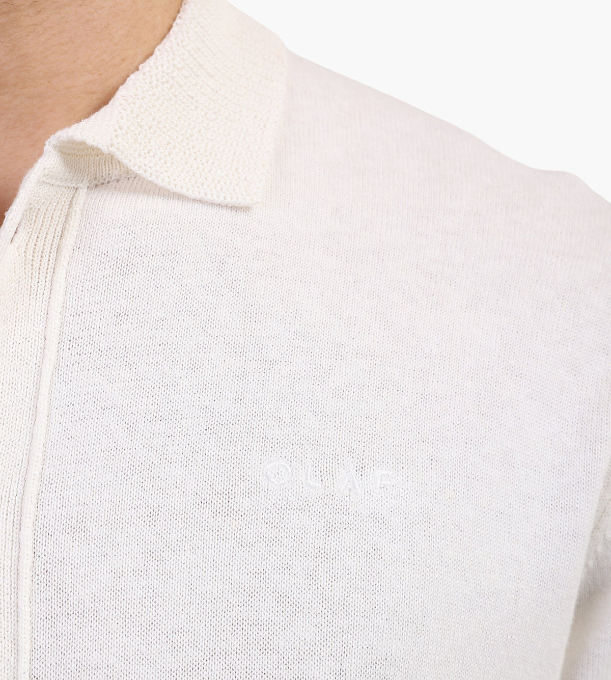 OLAF Linen Knitted Short Sleeve Polo Offwhite