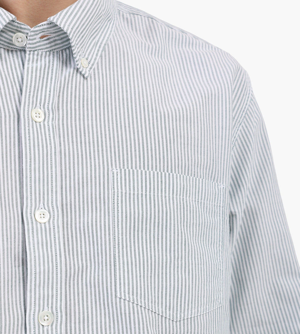 Corridor Stripe Oxford Long Sleeve Shirt Green