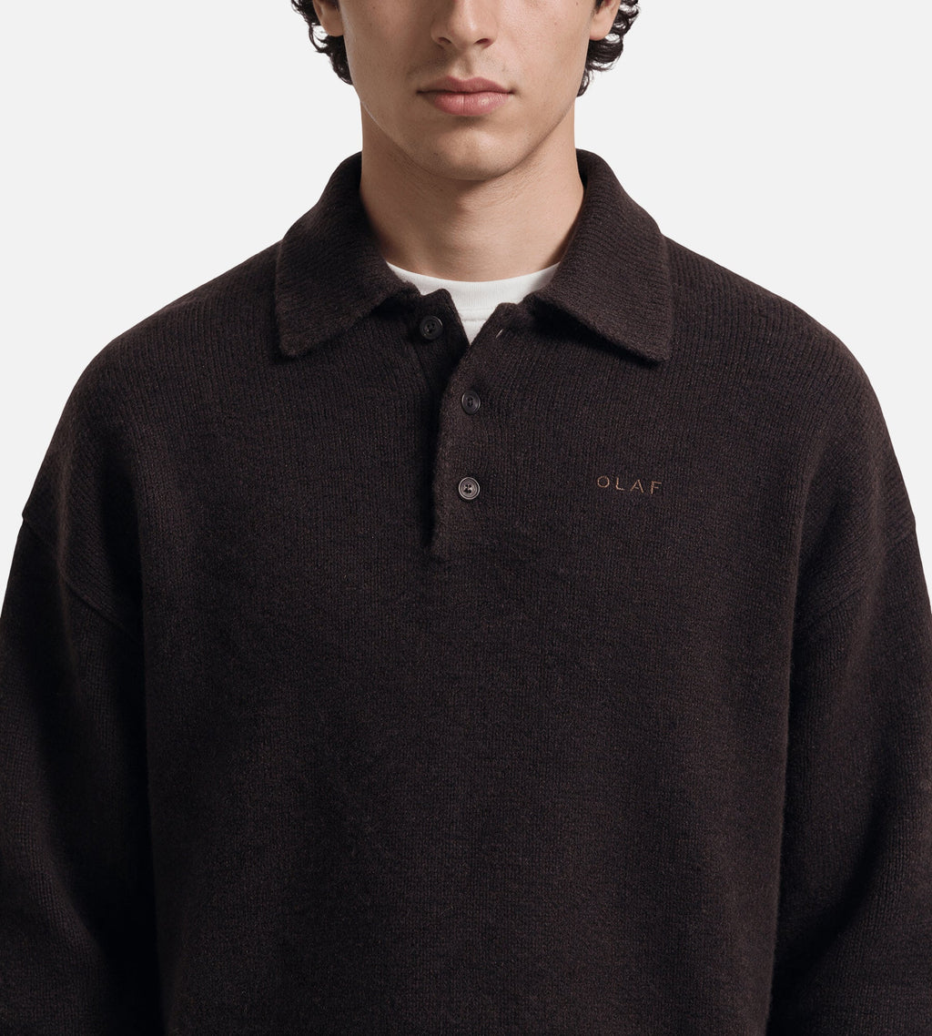 OLAF Oversized Knitted Polo Chocolateplum
