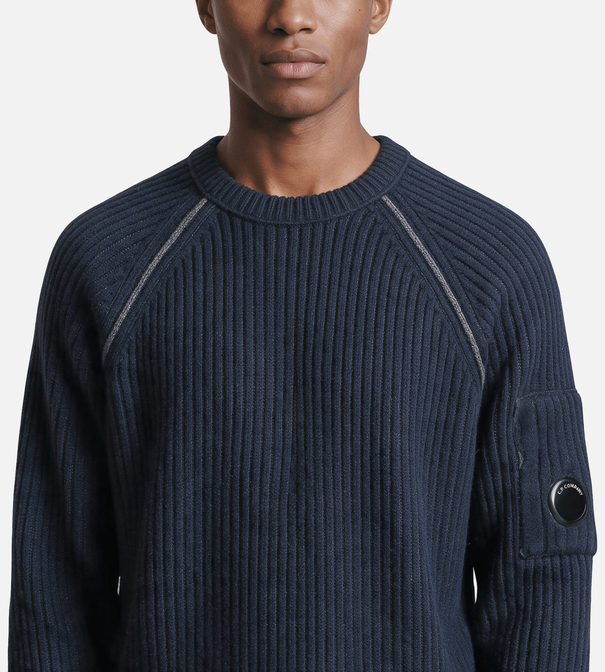 C.P. Company Knitwear Crew Neck In Fleece Knit Dark Shadow