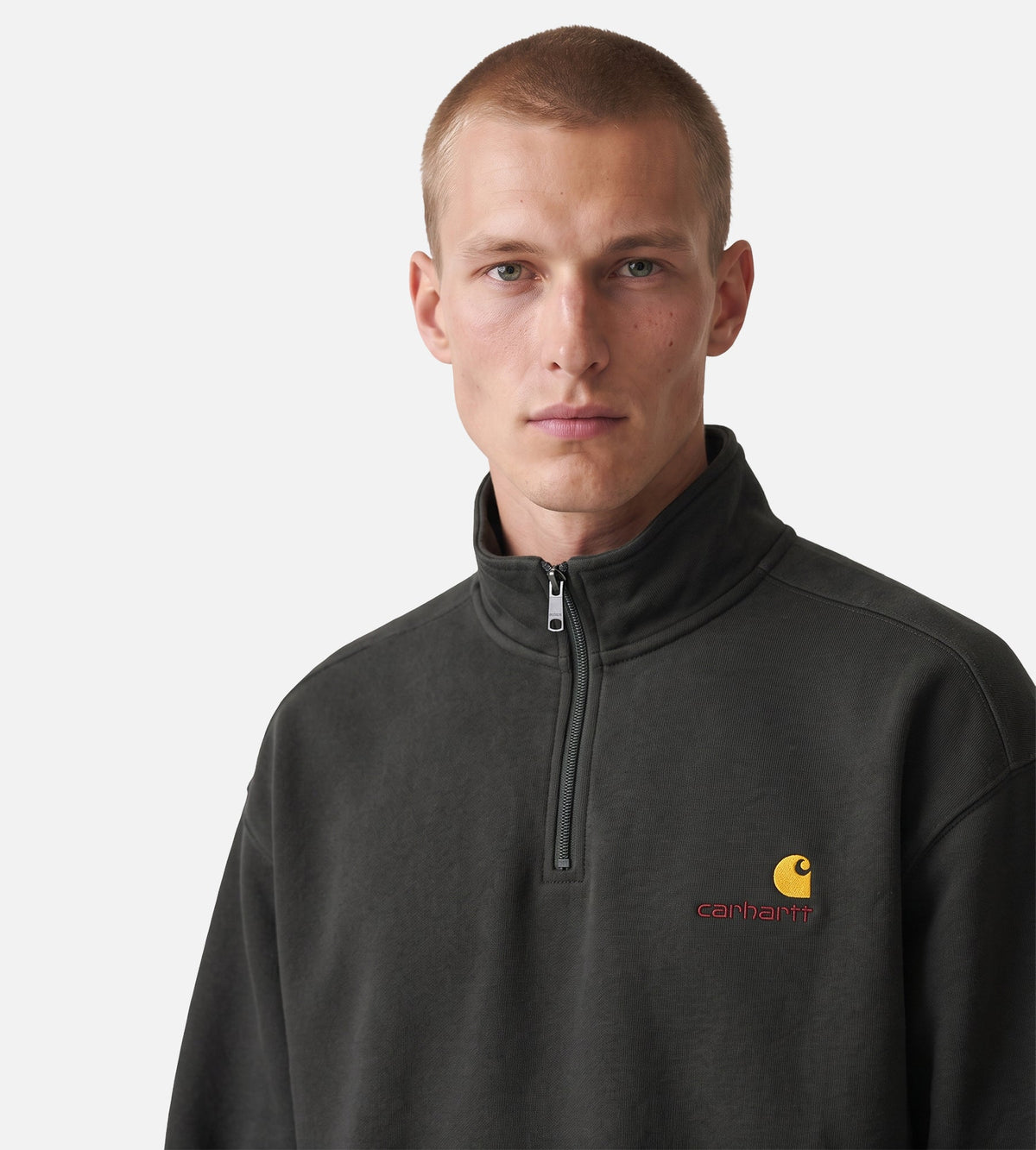 Carhartt WIP Half Zip American Script Sweater Raven