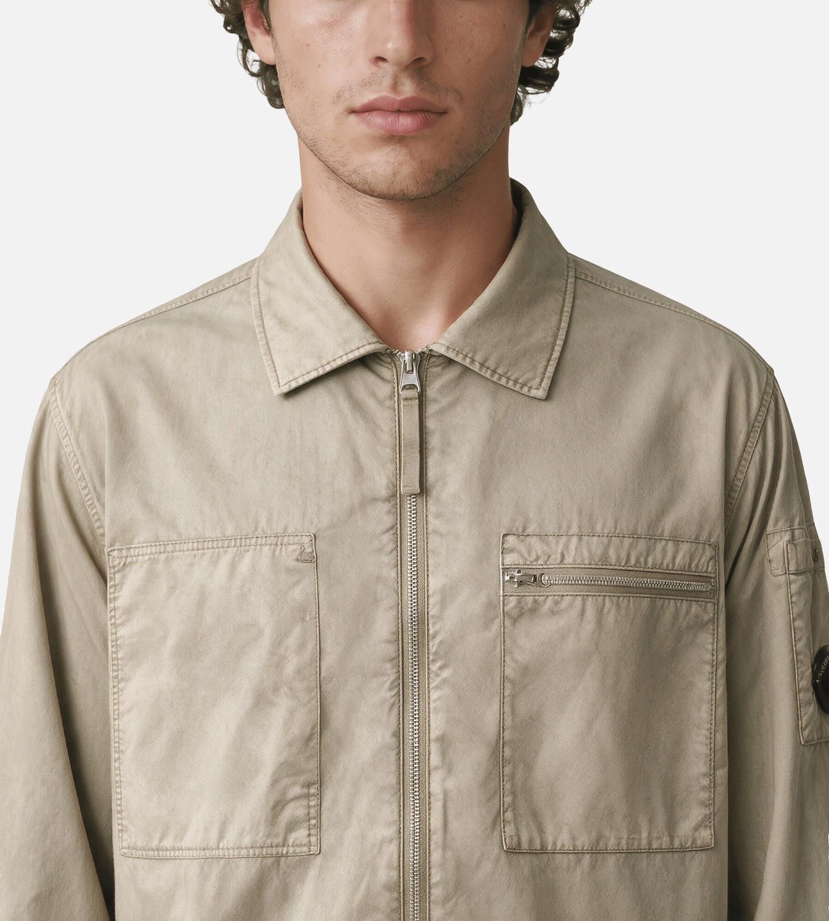 C.P. Company Cotton Plain Face Resined Zipped Lens Overshirt Fallen Rock