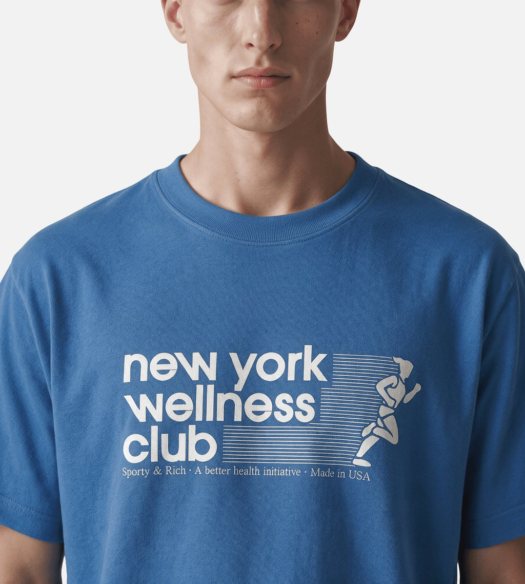 Sporty & Rich USA Wellness Club T-Shirt Dusty Blue White