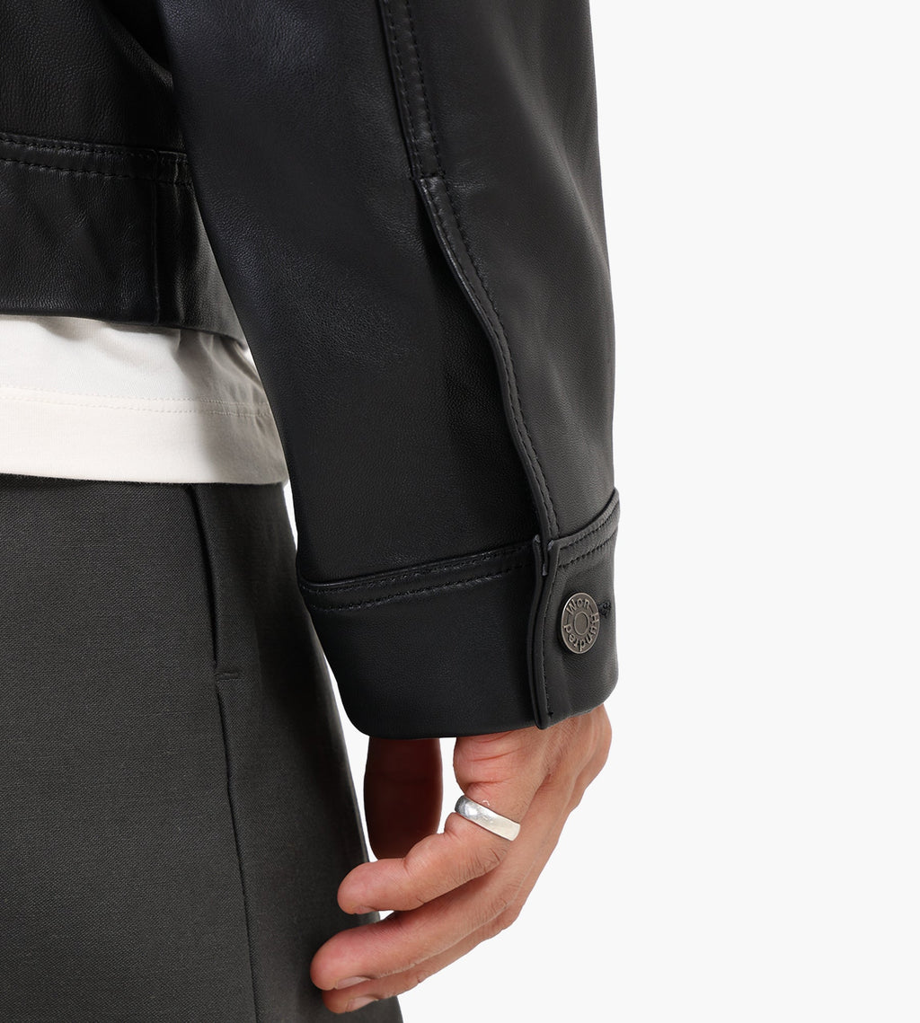 Won Hundred Clayton Leather Shirt Jacket Black