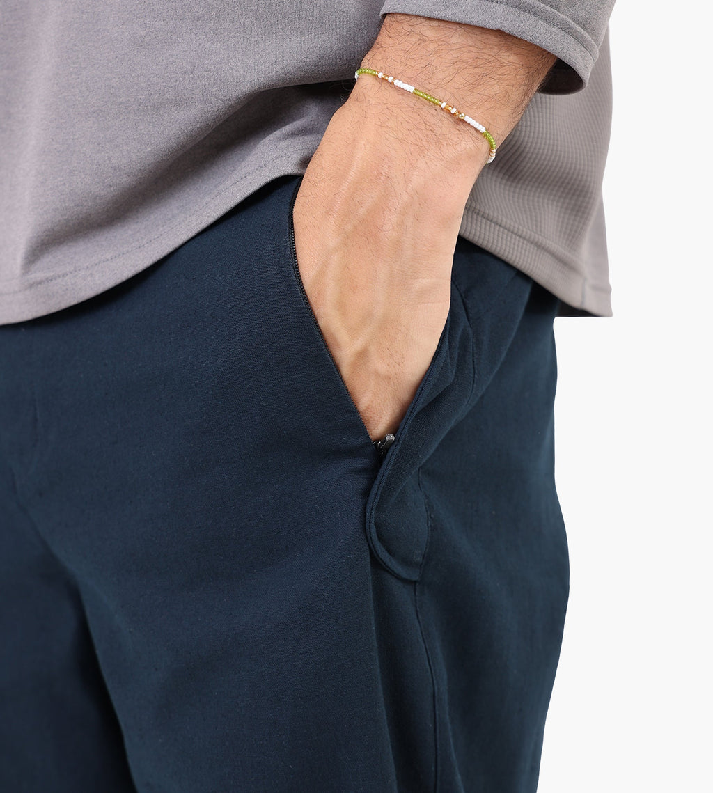 Hiking Patrol Path Linen Cotton Mixed Trouser Dark Navy