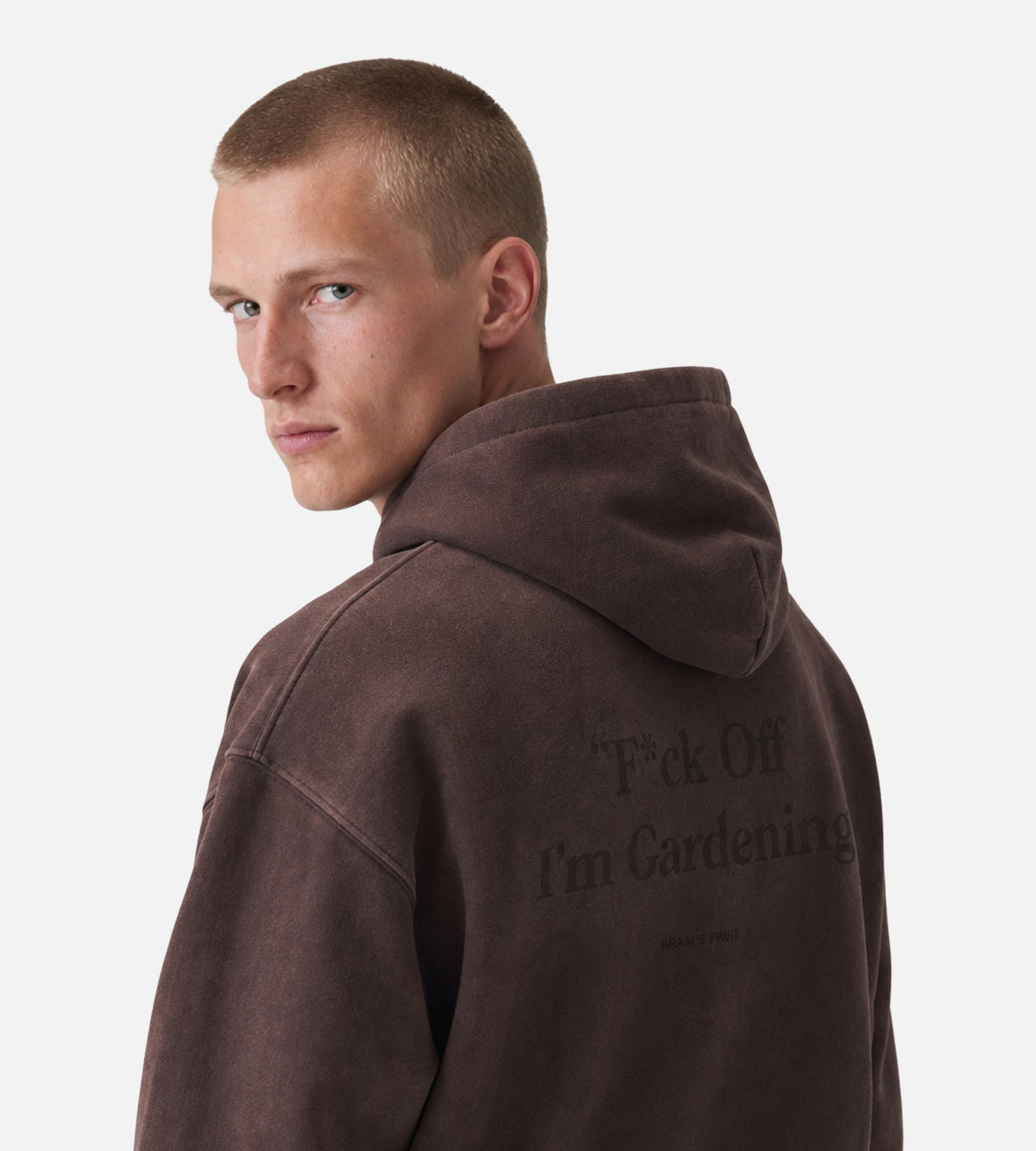 Bram's Fruit Distressed “F*ck Off I’m Gardening” Hoodie Brown