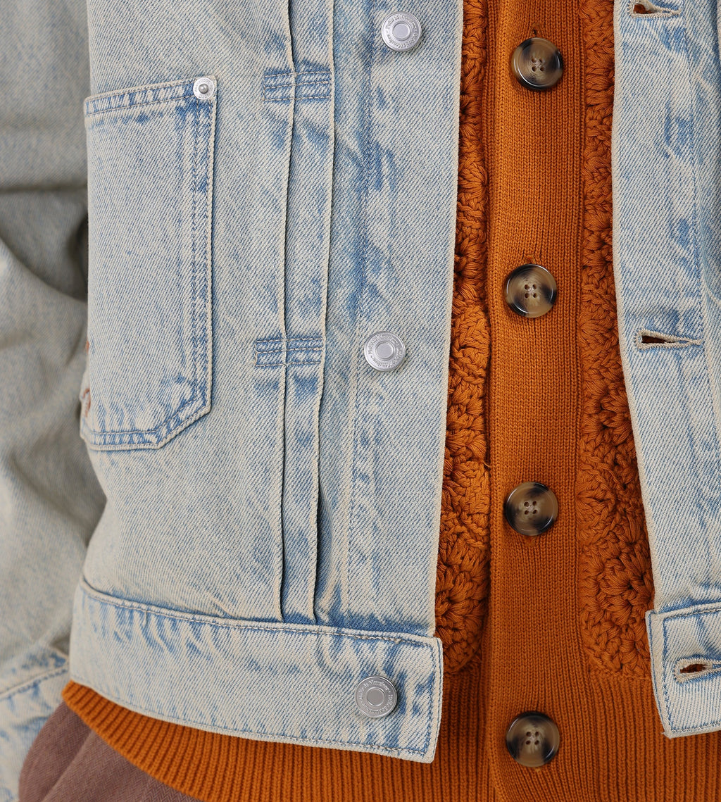 Drôle de Monsieur Veste Denim Dusty Brodèe Fleurs Dusty