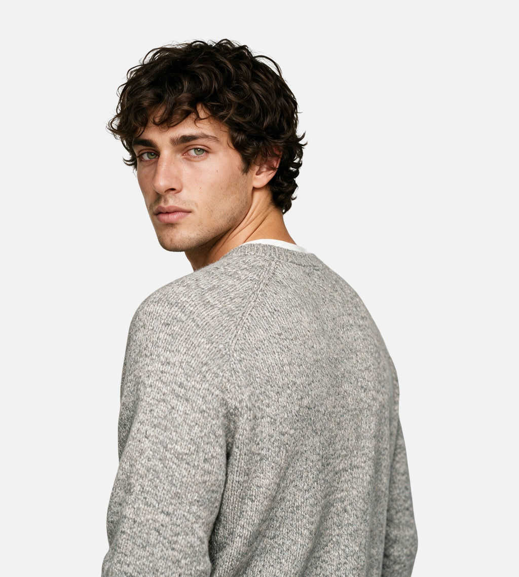 Observe V-Neck Heather Knit Sweater Ash