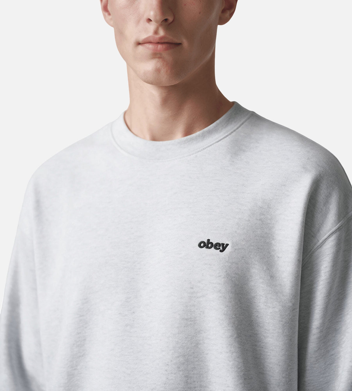 Obey Shields Extra Heavy Crewneck Ash Grey